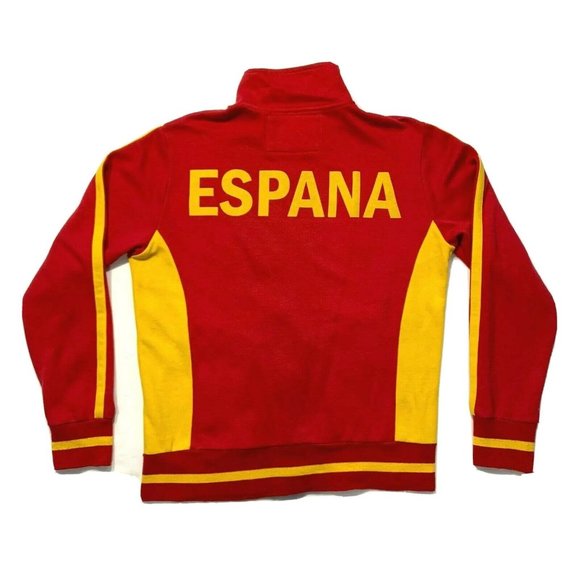 Carbon ESPANA Number 21 Track Jacket Fleece Lined Striped Spell Out Red Yellow M - Picture 5 of 12